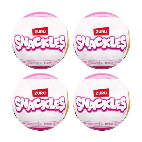 4PK Zuru Snackles Core 5In Capsule Wave 3 Soft Toy Plush Kids - 3y+ Assorted