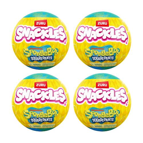 4PK Zuru Snackles 5In Capsule Spongebob Squarepants Soft Toy Kids - 3y+ Assorted