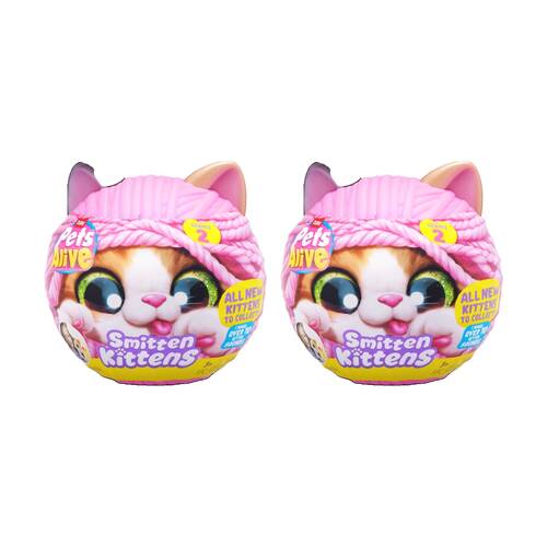 2PK Zuru Pet's Alive Smitten Kittens Interactive Plush Series 2 - 3y+ Assorted