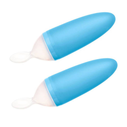 2PK BOON Squirt Silicone Baby Food Dispensing Spoon - Blue