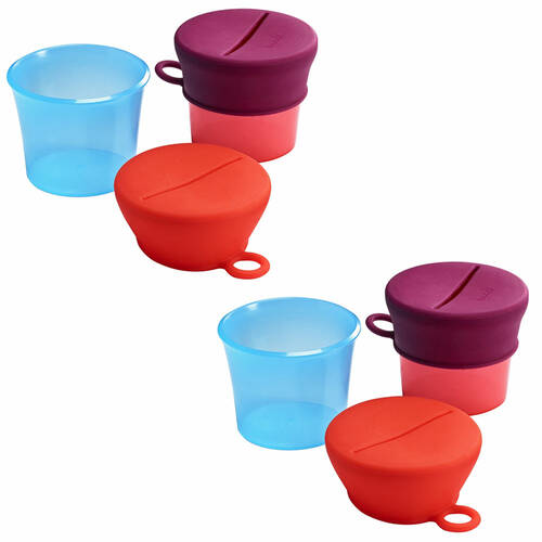 2PK Boon Snug Silicone Snack Lid w/ Cup Pink