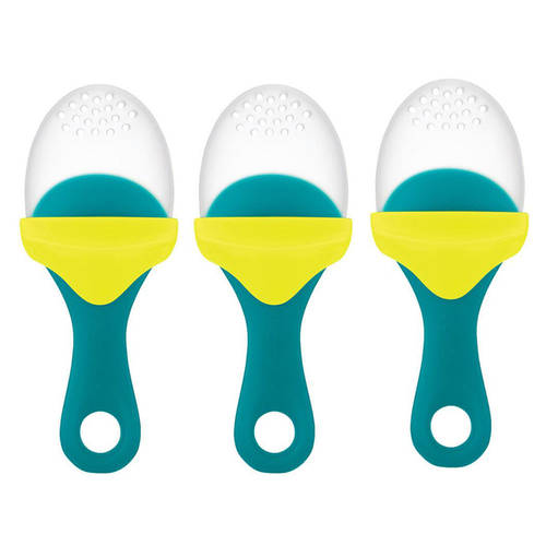 3PK BOON Pulp Silicone Feeder - 6m+ - Green/Blue