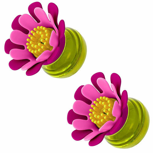 2PK Boon Forb Mini Soap Dispensing Silicone Dish Brush Pink