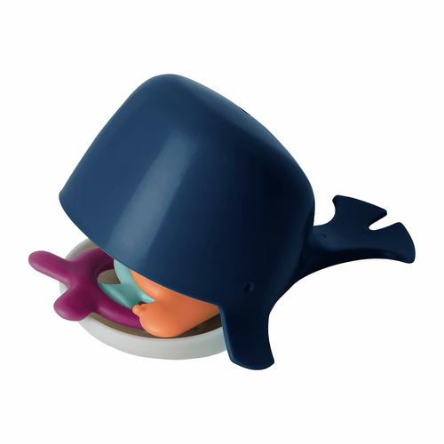 4pc Boon Chomp Hungry Whale Bath Toy Kids 12m+ Navy
