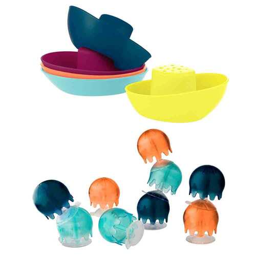 5pc Boon Fleet Stacking Boats Cup Set w/ Jellies Suction Cup Bath Toy