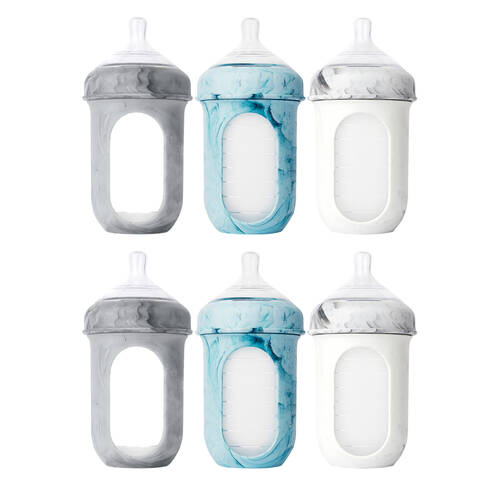 2x 3PK Boon Nursh Collapsible Silicone Baby Bottle Tie Dye 237ml 3 Months+