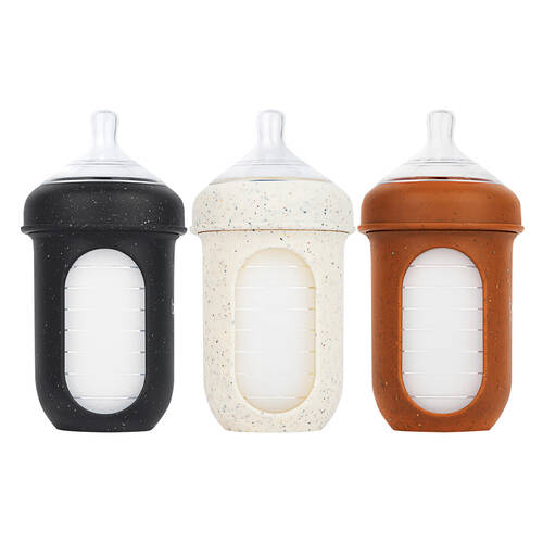 3PK Boon Nursh Collapsible Silicone Baby Bottle Speckle 237ml 3 Months+