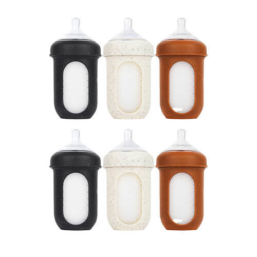 2x 3PK Boon Nursh Collapsible Silicone Baby Bottle Speckle 237ml 3 Months+