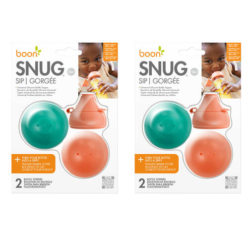 2x 2PK Boon Snug Silicon Universal Sippy Cup Bottle Topper w/Travel Case 1y+ 
