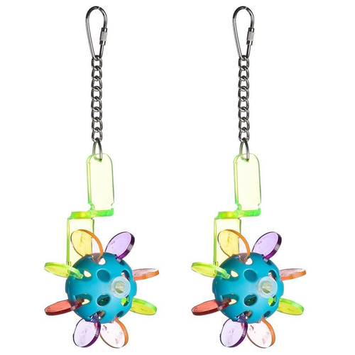 2x Nature Island Hanging Acrylic Paddle Ball Bird Pet Cage Toy Single