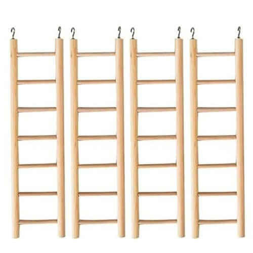 4x Nature Island 29.5cm Plain Wooden 7 Step Bird Pet Toy Ladder