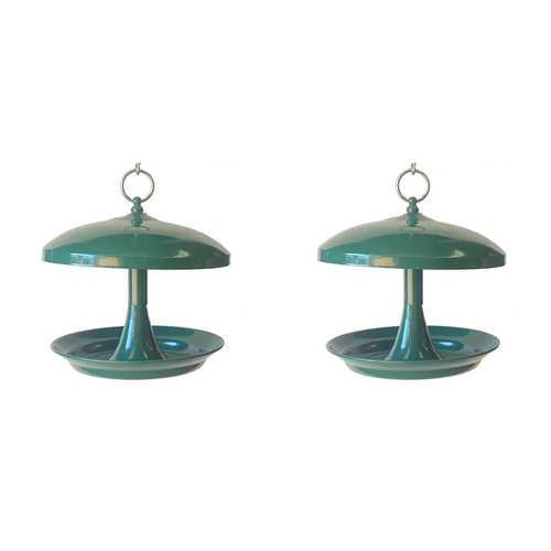 2PK Percell Metal Outdoor Hanging Bird Feeder - Green
