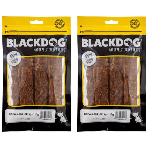 2PK Blackdog Naturally Good Treats 150g Chicken Jerky Straps