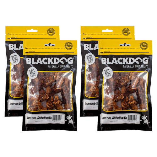 4PK Blackdog Sweet Potato & Chicken Wrap Dog Food Treat 150g
