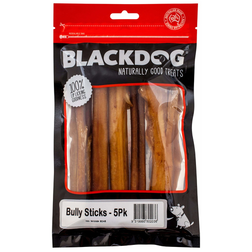 5pc Blackdog Naturally Good Dog Treats Beef Bully Sticks