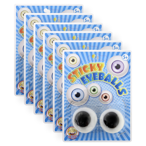 6PK 2pc Sticky Eyeballs Fun Trick Funny Gag Toy Kids 5y+