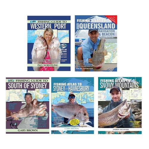 5pc AFN Fishing Atlas to Sydney Hawkesbury/Western Fishing Guide Combo Set