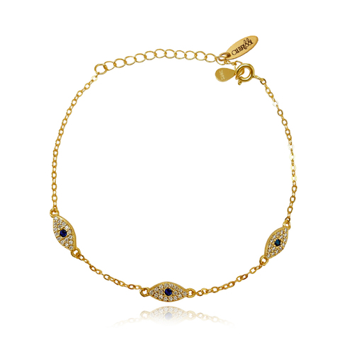 Culturesse Birdie Evil Eye 24.8cm Adjustable Bracelet - Gold