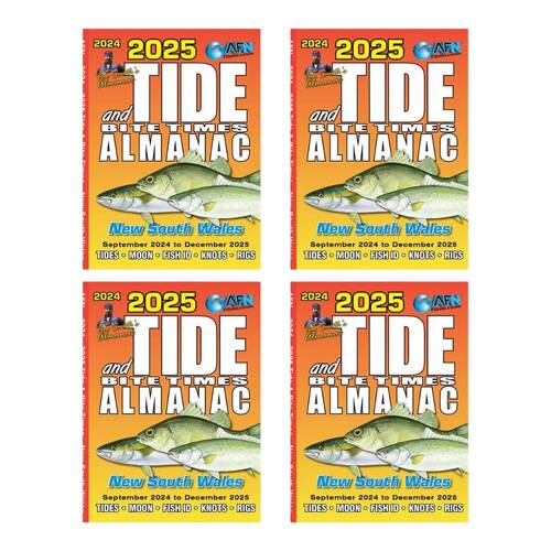 4PK AFN 2025 NSW Tide & Bite Time Fishing Guide 80-Pages 11.5x10.5cm