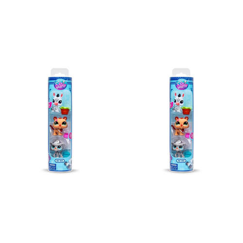 2x 3pc Littlest Pet Shop Mini Animal Figure Toys S2 in Tube Assorted Kids 4y+