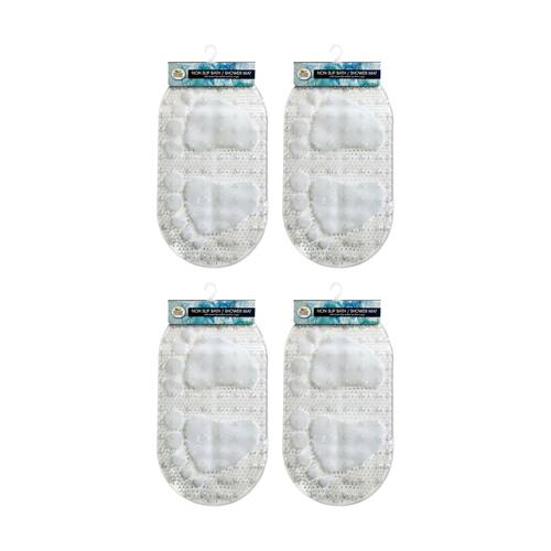 4PK Divine Living Non Slip Bath/Shower Mat w/ PVC Suction Cups 38x69cm White