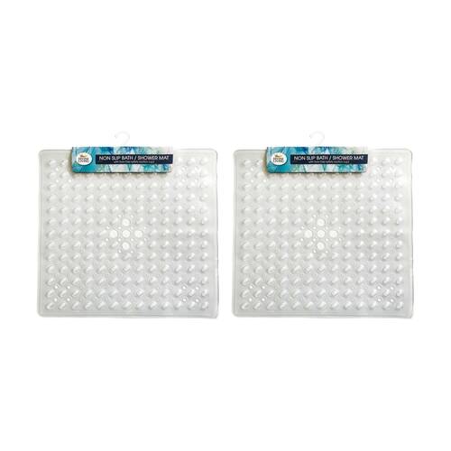 2PK Divine Living Non Slip Bath/Shower Mat w/ Sure Grip Suction Cups 53x53cm