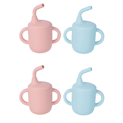4PK Cuddle Bug Baby/Toddler Silicone Training Sippy Cup 180ml w/ Straw Pink/Blue
