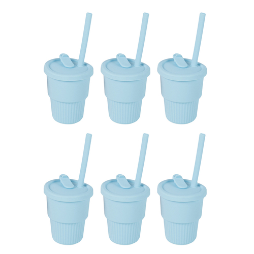 6PK Cuddle Bug Baby/Toddler Silicone Training Drinking Straw Cup 300ml Pink/Blue