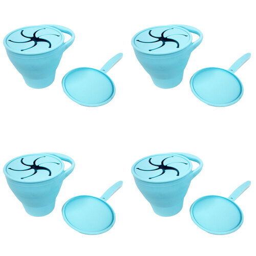 4PK Cuddle Bug Baby Feeding Silicone Collapsible Snack Spinner Cup 320ml