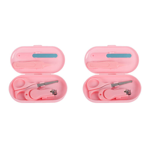 2x 4pc Cuddle Bug Baby Grooming Nail Care Set In Case Asst Pink & Blue