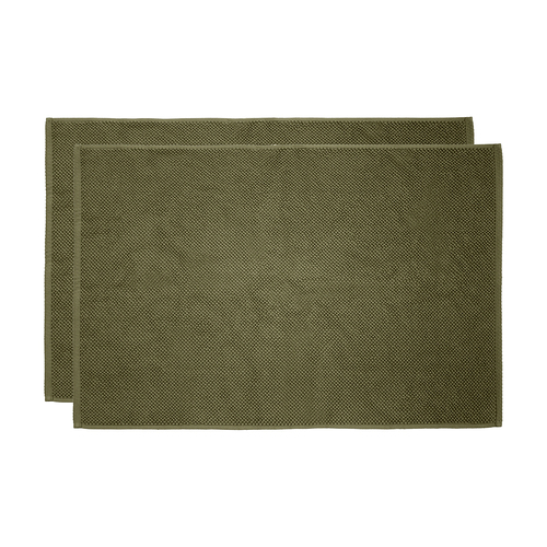 2pc Bambury Ultra soft Angove Bath Mat 50x80cm Olive Cotton Woven