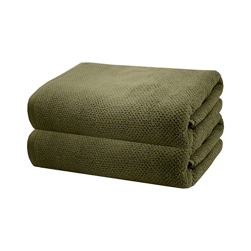 2pc Bambury Ultra soft Angove Bath Sheet 80x160cm Olive Cotton Woven