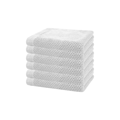6pc Bambury Ultra soft Angove Face Washer 33x33cm White Cotton Woven