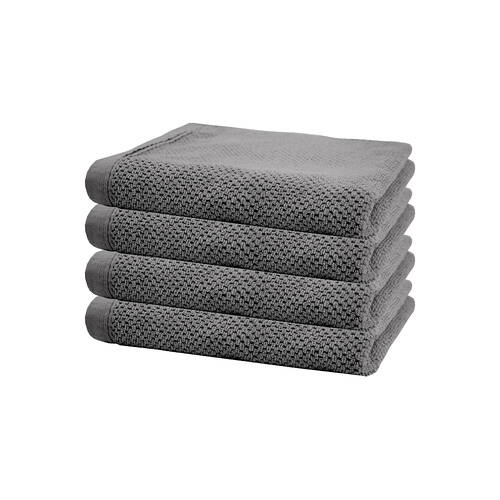 4pc Bambury Ultra soft Angove Hand Towel 40x70cm Charcoal Cotton Woven