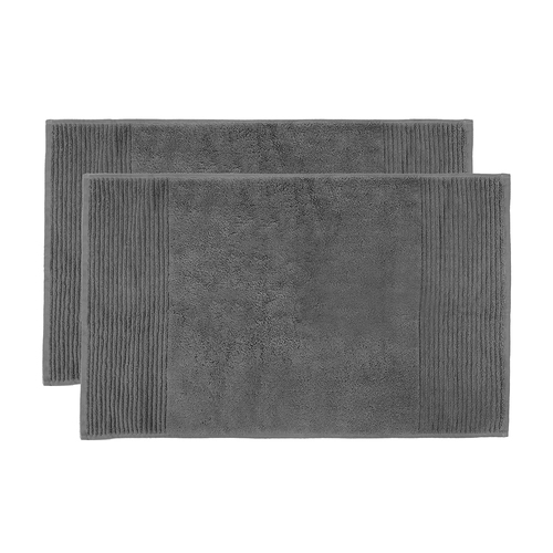 2pc Bambury Elvire Bath Mat  48 x 78cm Pewter