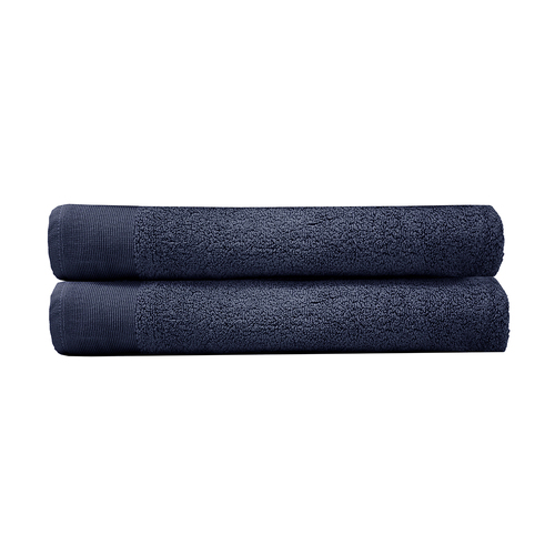 2pc Bambury Ultra soft Elvire Bath Sheet 2 Pack Navy Cotton Woven