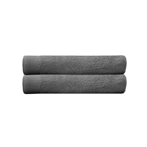 2pc Bambury Ultra soft Elvire Bath Towel 2 Pack Pewter Cotton Woven