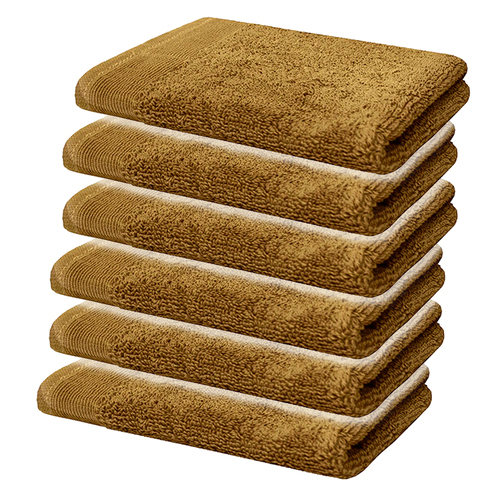 6pc Bambury Elvire Face Washer 33x33cm Tobacco
