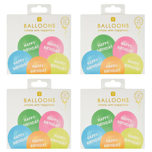4x 5pc Talking Tables Balloons Happy Birthday Print Party Decoration