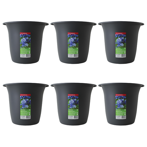 6PK Homeleisure Balconia Round Pot Planter 35cm Charcoal Garden 