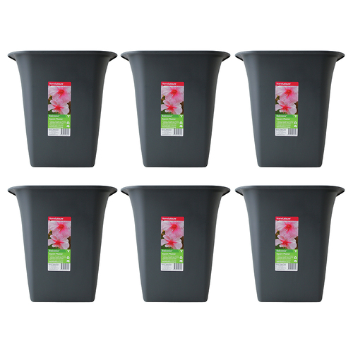 6PK Homeleisure Balconia Square Pot Planter 35cm Charcoal Garden 