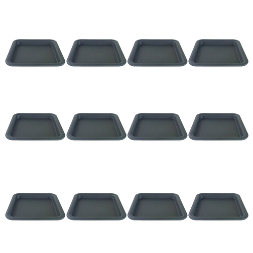 12PK Homeleisure Balconia Square Saucer For 25cm Pot Charcoal Garden 