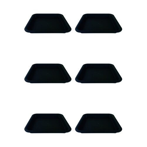 6PK Homeleisure Balconia Square Saucer For 35cm Pot Charcoal Garden 