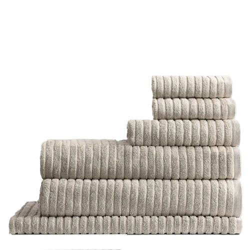 6pc Canningvale Alessia Cotton Bamboo Rib Towel Set - Latte