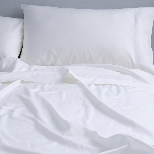 Canningvale Carrara Queen Bed Fitted Sheet Set Alessia Bamboo Cotton White