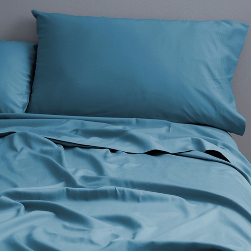 Canningvale Carrara King Bed Fitted Sheet Set Alessia Bamboo Cotton Ocean