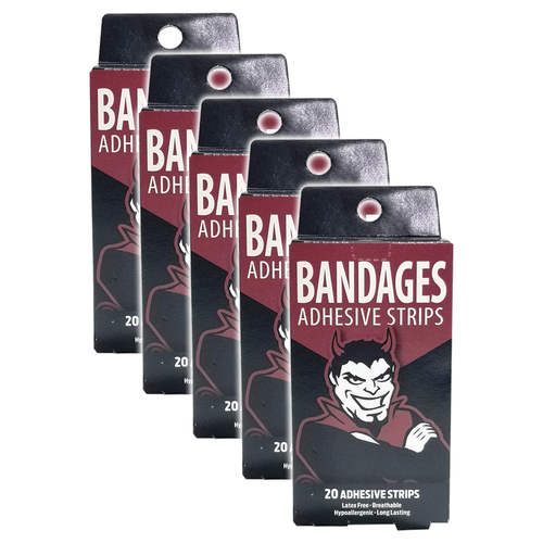 5x 20pc AFL Mascot Bandages Melbourne Demons Adhesive Strips Kids 6y+