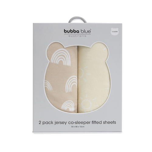 2pc Bubba Blue Nordic Baby Jersey Co-Sleeper Fitted Sheet, Vanilla/Latte