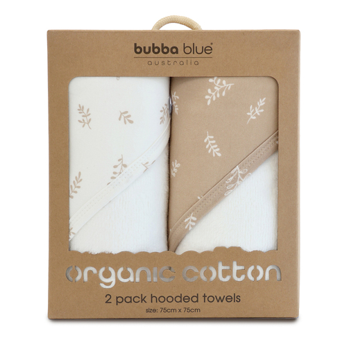 2pc Bubba Blue Organic Cotton Baby/Childrens Hooded Towels, Chestnut