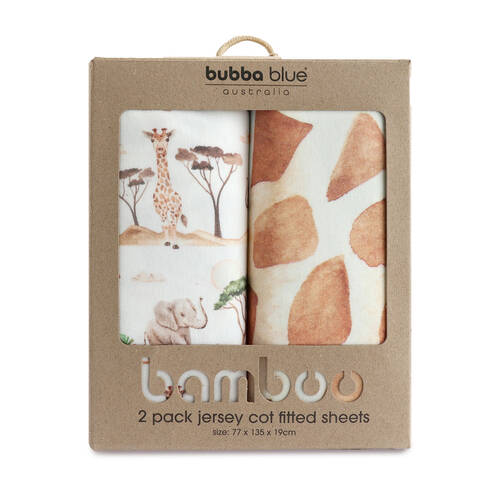 2pc Bubba Blue Bamboo Adventure Jersey Cot Fitted Sheets 77x135cm